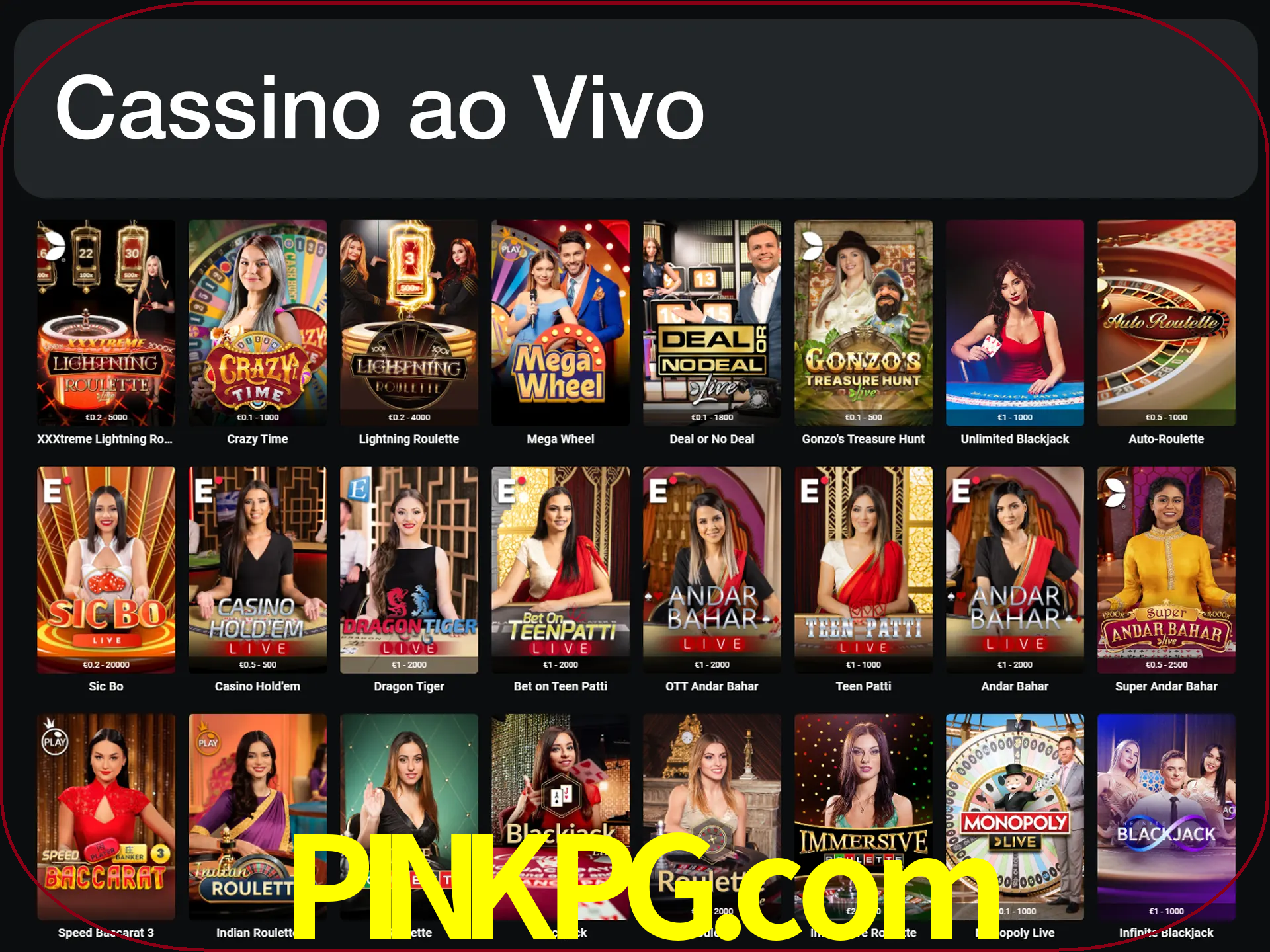 Jogue jogos de cassino com um verdadeiro dealer.
