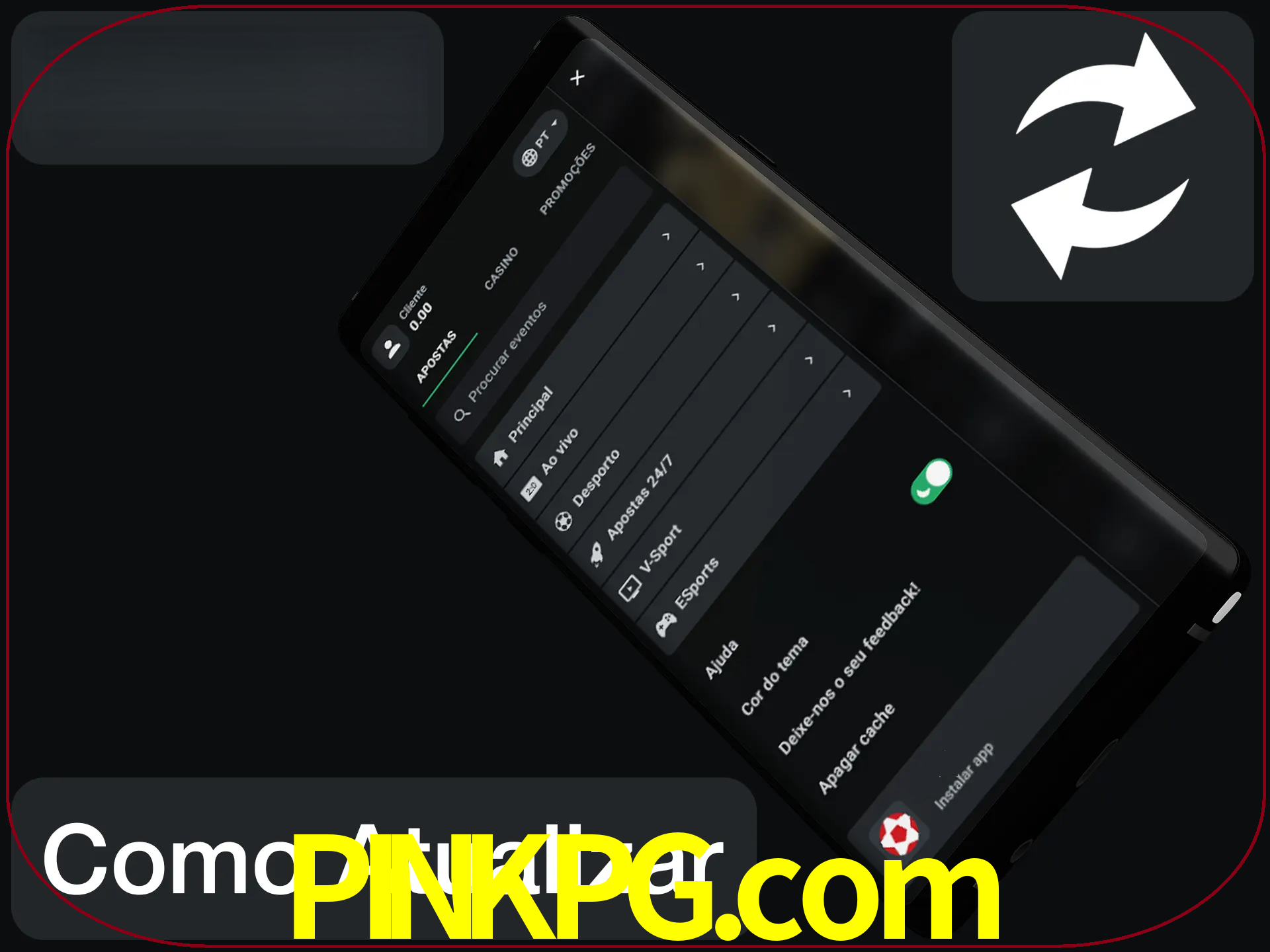 O aplicativo é atualizado automaticamente quando você faz o login.