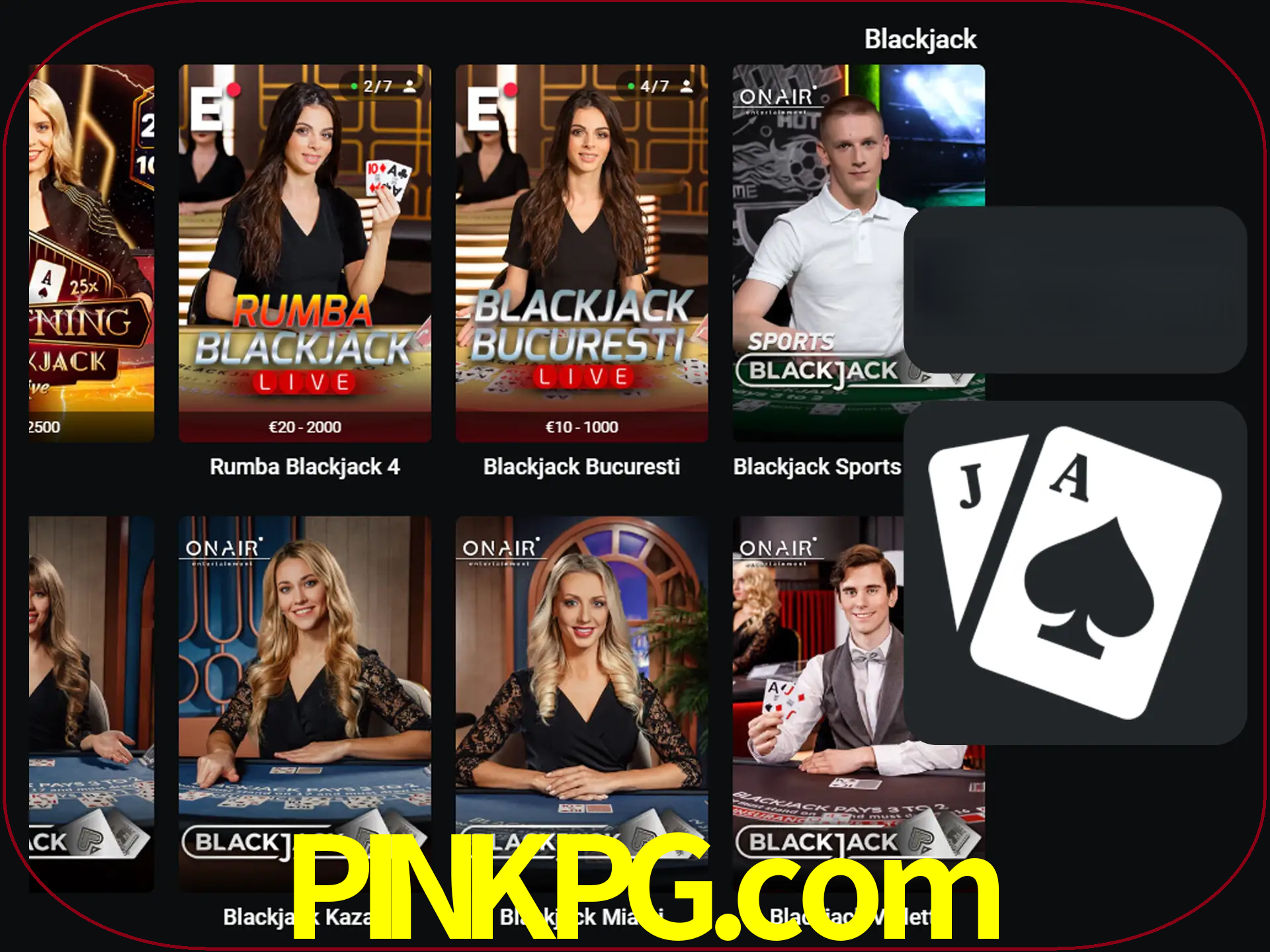 Escolha uma mesa completa de jogadores de blackjack.
